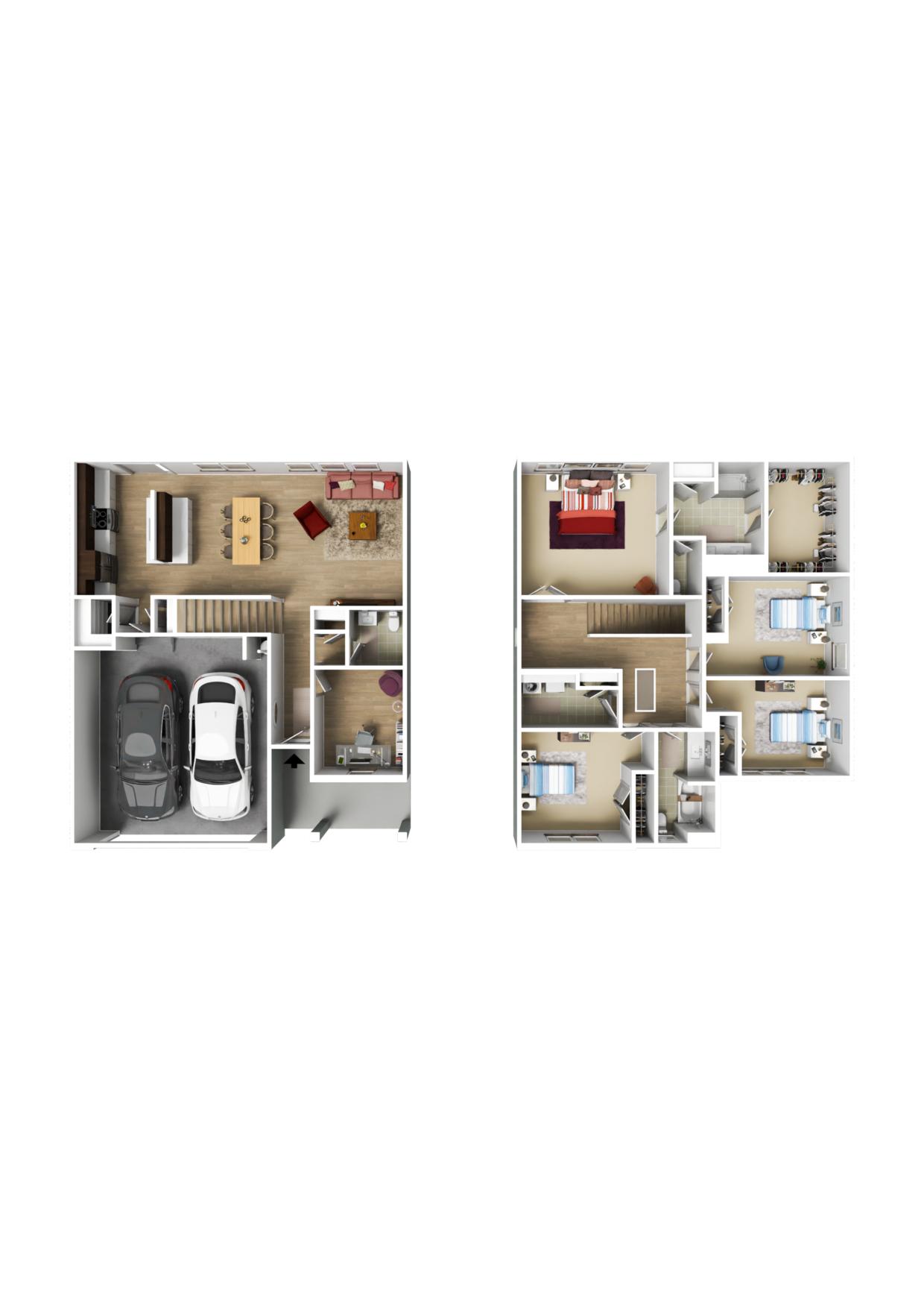 Amber 4BR (Furnished) floor plan with room layout and dimensions