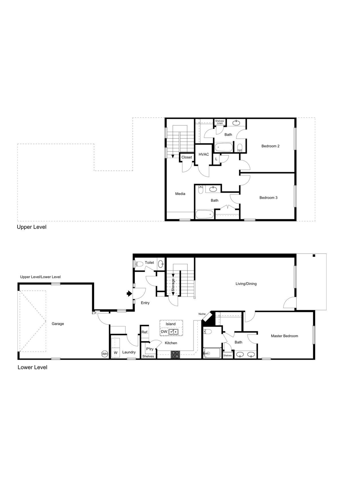 Preston Park Townhome (2D Layout) floor plan with room layout and dimensions