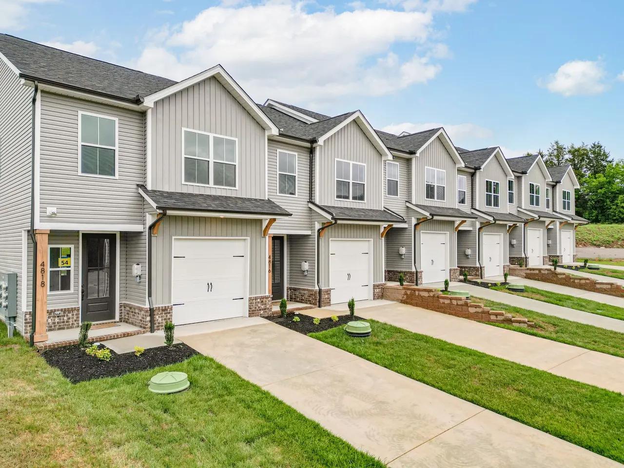 Front entrance of a new-construction Snowmass townhome for rent in Halls, North Knoxville, the home compared in this Knoxville rent vs buy analysis
